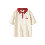 Бежевый с кирпично-красным воротником