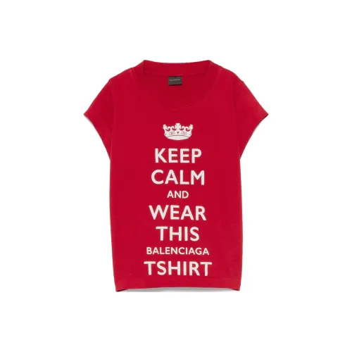 Balenciaga T-Shirt Женская Темно-Красная Slim Fit