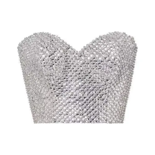 LOUIS VUITTON FW24 Без бретелей Топ Женский Серебряный