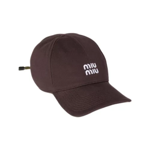 MIU MIU Denim Cotton Baseball Caps Unisex Umber