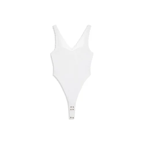 OPEN YY Кружевная отделка Комбинезон Jumpsuit Женский Белый White