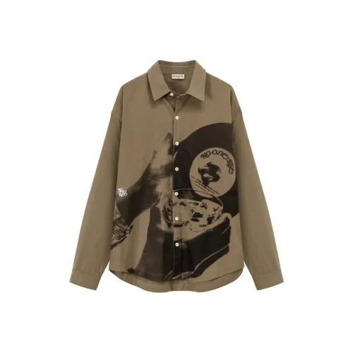 NO ONE ELSE Рубашка Унисекс Горчично-зеленый