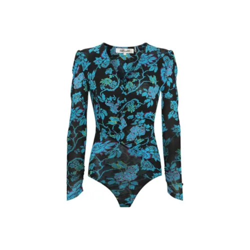 DVF Diane Von Furstenberg SS24 Комбинезон Женский Синий Черный Лоза Цветочный