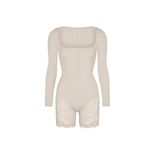 SKIMS FITS EVERYBODY Кружево Длинный рукав Комбинезон Женские Камень Каменный цвет