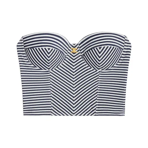 CELINE Triomphe SS24 Без бретелек Топ Женский Морской синий