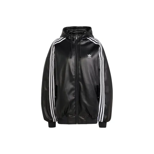 Adidas Originals ADILENIUM Искусственная кожа Куртка Куртки Пальто Японская версия Женская Черная