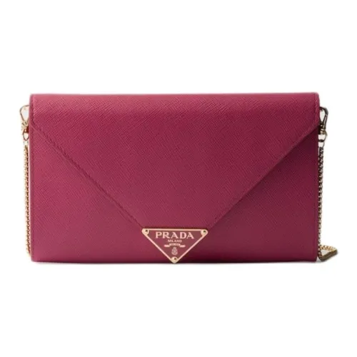 PRADA Saffiano Телячья кожа Сумка через плечо Мини Женская Бургунди Розовый