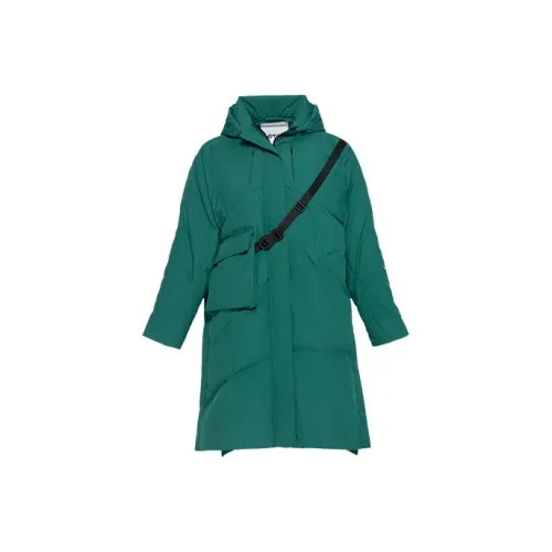 ERAL Однотонный с капюшоном MID Длина пуховик женский зеленый