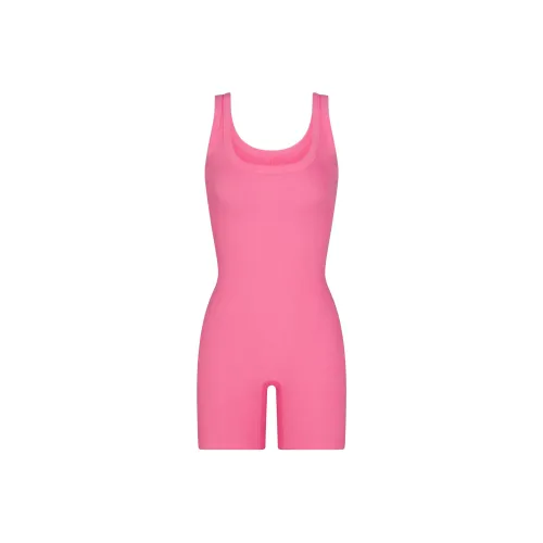 SKIMS Хлопок Rib ONESIE Комбинезон Женские Sugar Pink Candy Pink