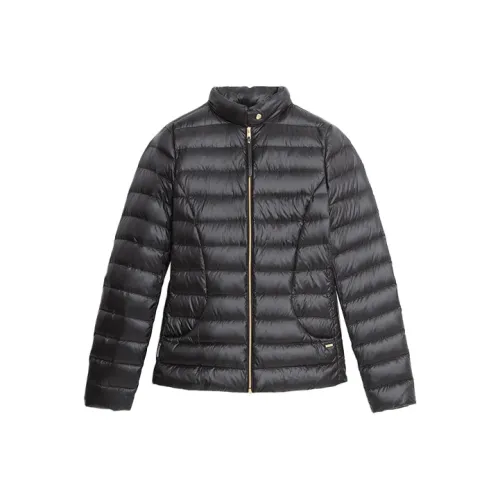 WOOLRICH Блестящий Однотонный Воротник-стойка Пуховик Женский Черный