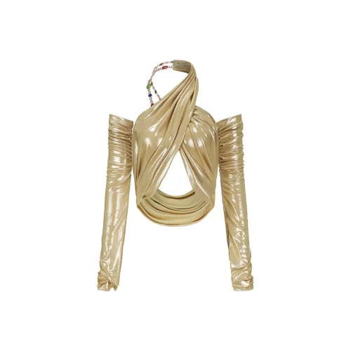 NANA JACQUELINE Без бретелей Топ Женский Золотой