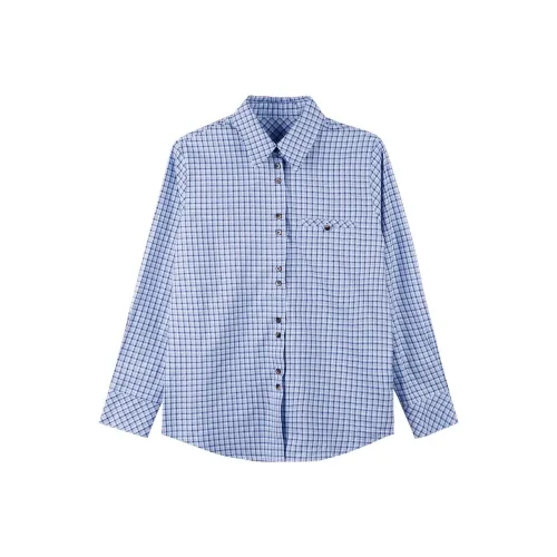 MIGU Синяя клетка Женские Рубашки