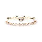 Сверкающий овальный геометрический браслет - золотой