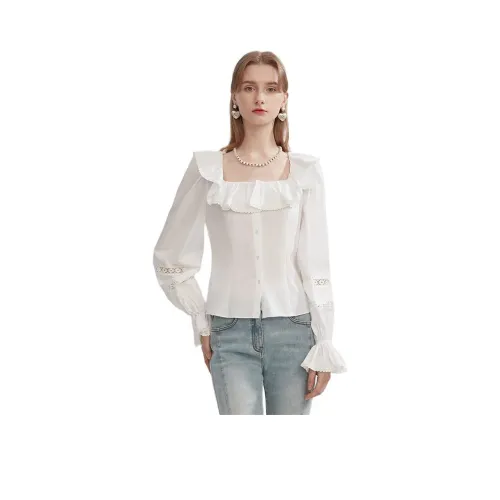 Caroline SS24 Шифон Рубашка Женская Белая