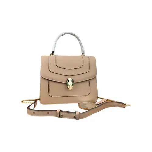 BVLGARI SERPENTI Карамель Топаз Телячья кожа Цепочка Сумка Женские Бежевый