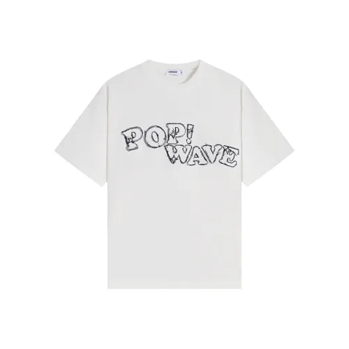 POPWAVE T-рубашка унисекс белый с хаотической вышивкой топ