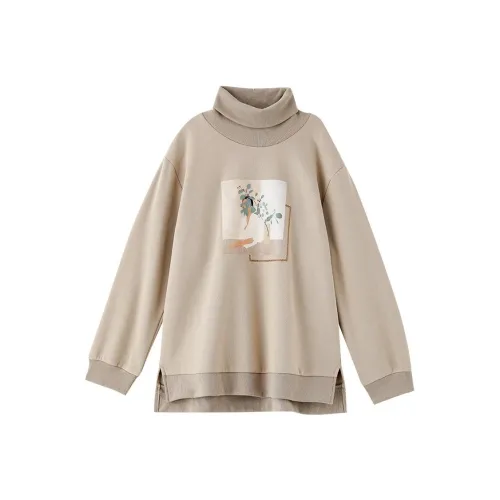 OUNIXUE Толстовка Женская Серый Бежевый