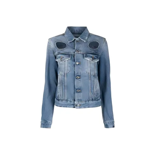 Off Белый Куртки Пальто Стандартный крой Женские Синий