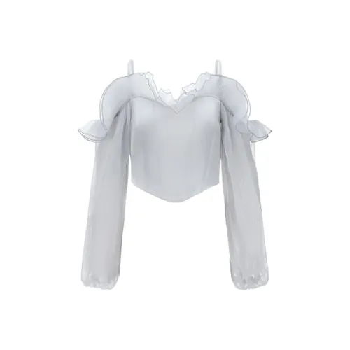 TAMMY TANGS Серые Женские Шифоновые Рубашки