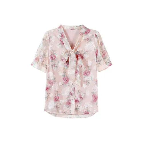 PASSCODIO Шифон Рубашка Женская Розовая