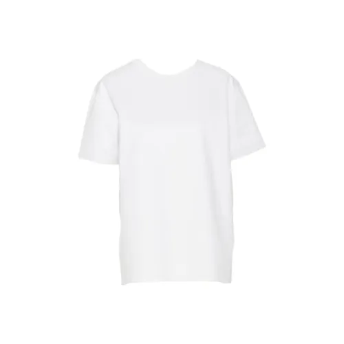 Valentino Однотонная Рубашка с Круглым вырезом Прямой крой Короткие рукава Женская Белая