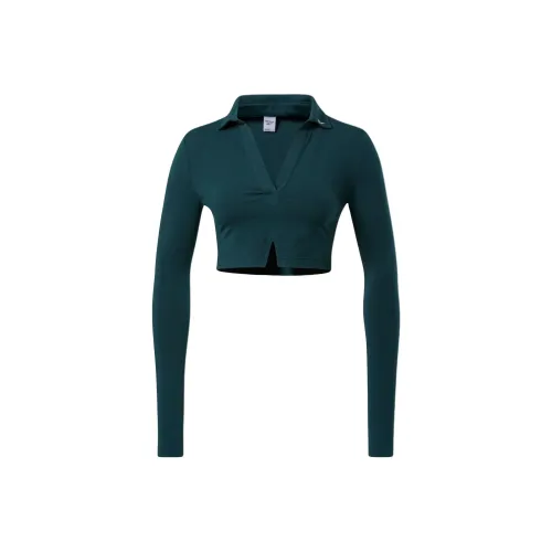 Reebok Classics ДОЛГИЙ РУКАВ Топ Поло Женские Лесной зеленый