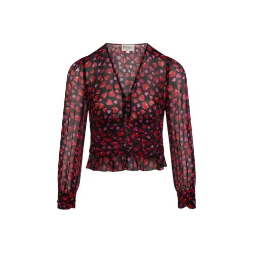 Rouje FW24 ANGELINE Рубашка Женская Черная с Красным Цветочным