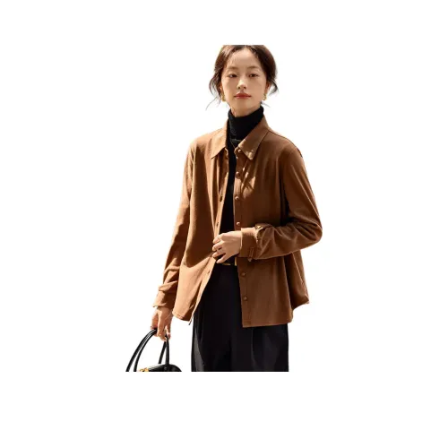 Mo Han Yi Mei Рубашка Женская Теплая Коричневая