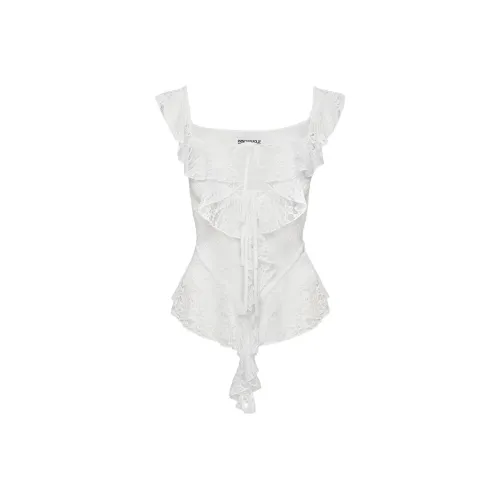 PRINCESS POLLY FRANCIA FRILL Топ Топ на бретелях Женский Белый Белый