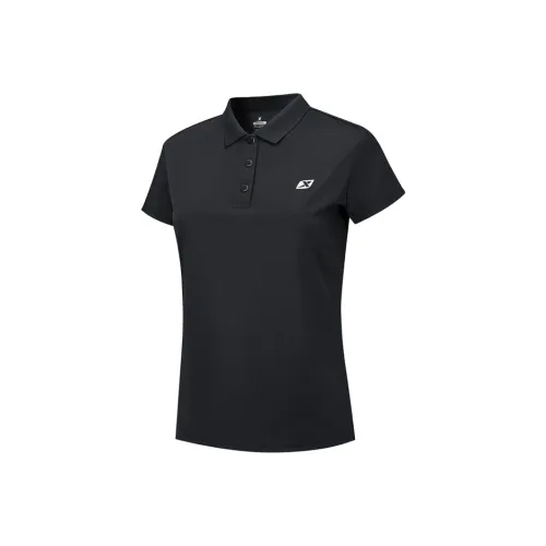 XTEP Бег T-Shirt Женская Глубокий Черный