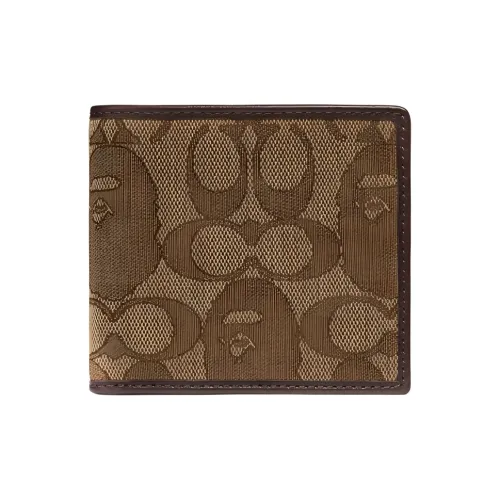 COACH BAPE BLACK Холст и кожа Кошелек для монет Унисекс Хаки