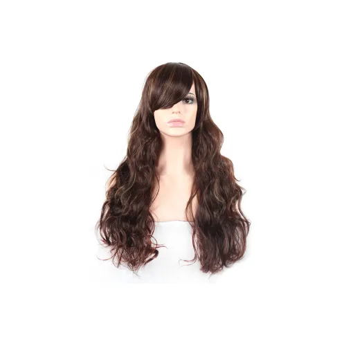 QIYI Боковая сторона Разделенная Каштаново-коричневый Большая волна Длинные Кудрявые Волосы Натуральный Объем
