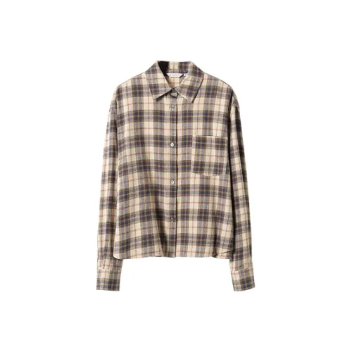 YUMOMO STAR Бежевый Основа Клетчатый Женские Рубашки