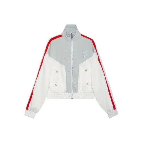 GUCCI Technical Джерси Zip Свитшот Куртки Пальто Женские Белые