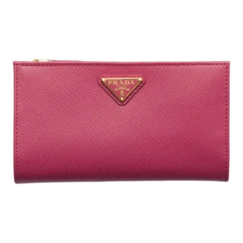 PRADA Saffiano Телячья кожа Кошелек Большой Женский Бордовый Розовый