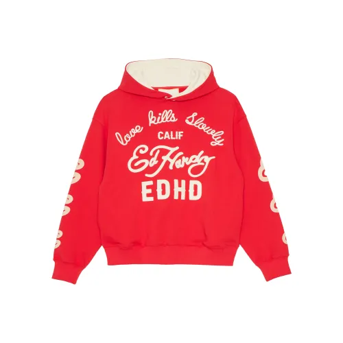 Ed Hardy Свитшот Женский Теплый Неон Розовый Красный