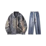 Set (Blue Top + Dark Blue Jeans)  
Комплект (Синий топ + Темно-синие джинсы)