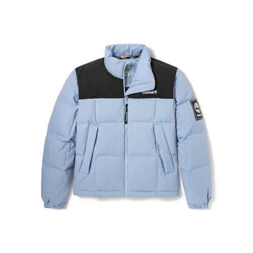 Timberland Colorblock Letter Воротник-стойка Утолщенный Короткий Пуховик Женский Светло-синий