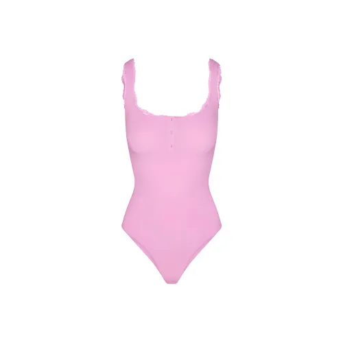 SKIMS FITS EVERYBODY Кружево Henley Комбинезон Женские Лепесток Лепесток Цвет