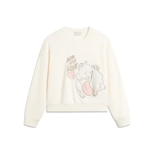 LINING x YINGXIONGLIANMENGPOLUO LIANMINGKUAN Толстовка Женская Экрю