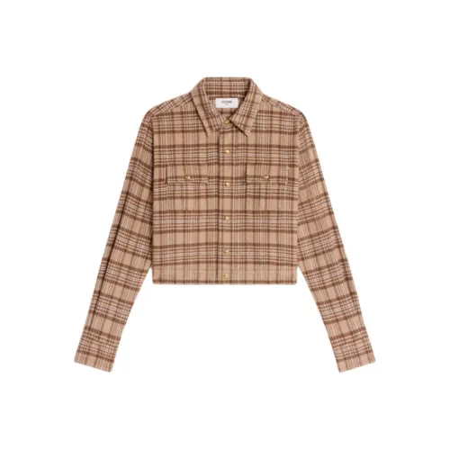 CELINE FW24 Рубашка Женская Мел Белый Бежевый Ириска Цвет