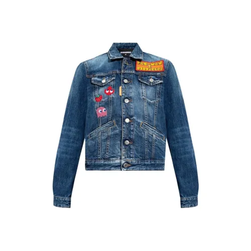 DSQUARED 2 PAC MAN Средний Wash Boyfriend Джинсы Куртка Куртки Пальто Женские Синий