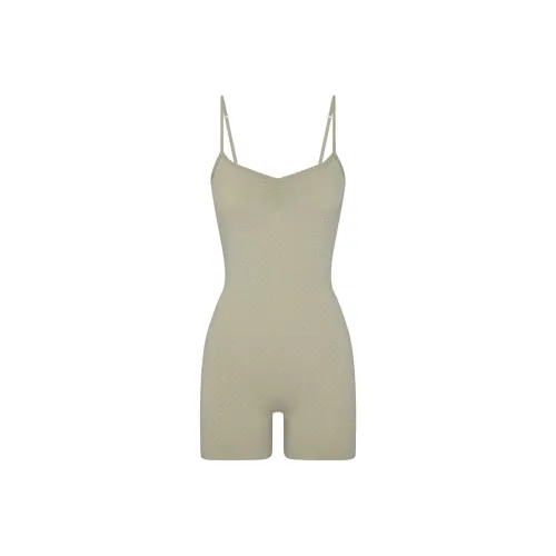 SKIMS Микро POINTELLE Танк ONESIE Комбинезон Женские Тальк Тальк