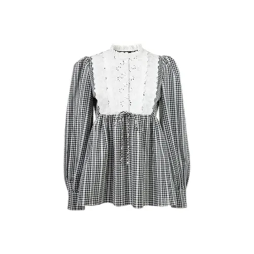 AIVEI Рубашка Женская Черно-Белая Клетка