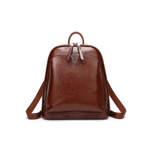 Bullrun Вощеная кожа Рюкзак Стандартный Женские Коричневый