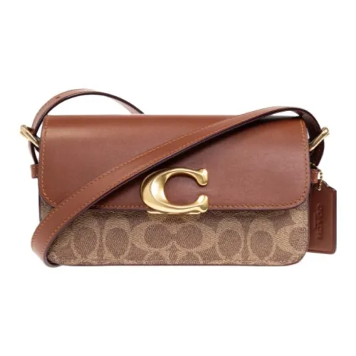 COACH Кожа Плечевая Сумка Маленькая Женская Коричневая