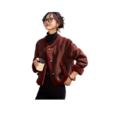 Mo Han Yi Mei Куртки Пальто Женские Анкора Красный