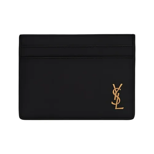 SAINT LAURENT Коровья кожа крупнозернистая текстура держатель для карт держатель для карт стандартный женский черный