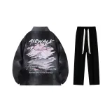 Комплект (Черный Серый Топ + Черные Повседневные Штаны)