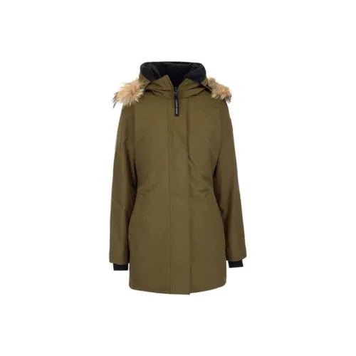 Canada Goose Victoria Series Однотонный С капюшоном MID Длина Пуховик Женские Зеленый